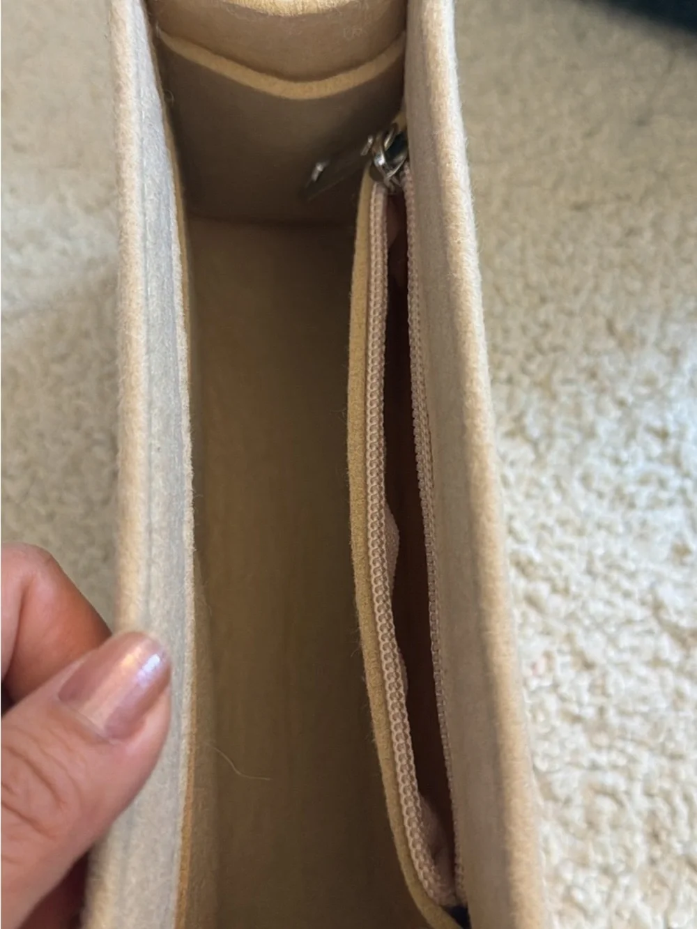 Felt Tote Organizer Insert in Beige for kelly 25